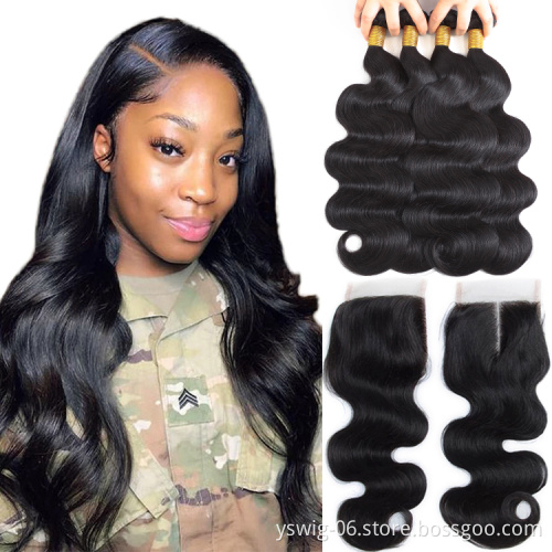Wholesale Fast Shipping Cuticle Aligned Unprocessed Brazilian Hair Virgin Human Hair with Lace Closure